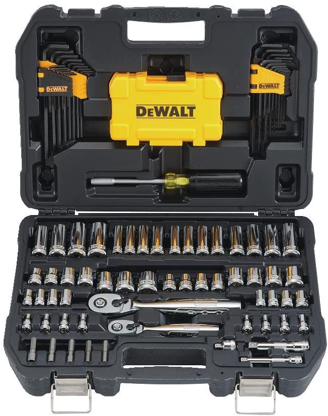 DEWALT MECHANICS TOOLS KIT AND SOCKET SET, 108-PIECE - Kasimex