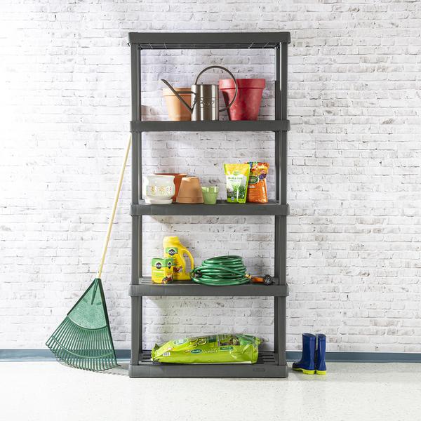 01553V01 STERILITE 5 SHELF STORAGE RACK UNIT FLAT GRAY Kasimex