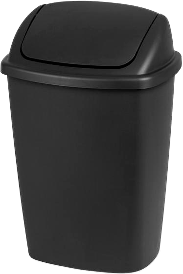 10689006 STERILITE 7.5 GALLON SWING TOP WASTEBASKET BLACK