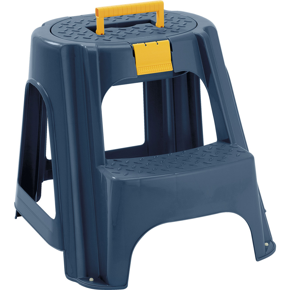 RIMAX 5291-XP 2-STEP STOOL W/ORG TOP BLUE