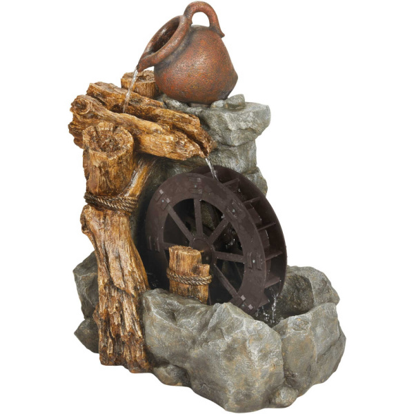 880662 BEST GARDEN 17 IN. W. X 34 IN. H. X 27 IN. L. RESIN WATER WHEEL FOUNTAIN