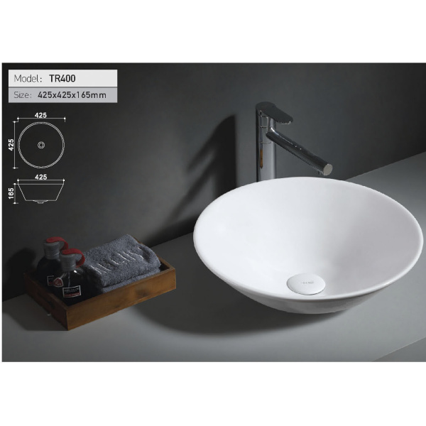 L'DEAUX TR400 WASHBASIN 400X400X140 WHITE